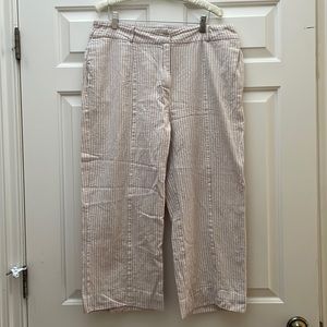 Italian Linen Striped Cropped Wide Leg Pants Size EU 48 US 14 by Conbipel
